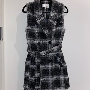 Plaid Wool Vest with Tie